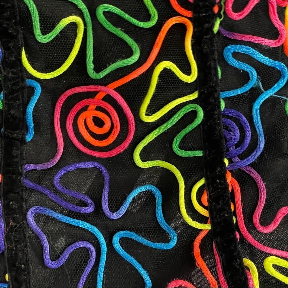 Spencers Corset Bustier Top Neon Swirls Mesh Ruffle Small - Picture 5 of 13